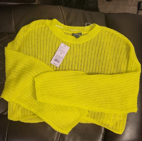 Women's Crewneck Open Knit Cropped Pullover - Wild Fable Lime Green - Picture 3 of 4